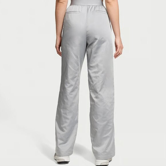 Victorias Secret VSX Lux Wide Leg Pants Small Satin Look Metallic Silver Glossy - Picture 2 of 3